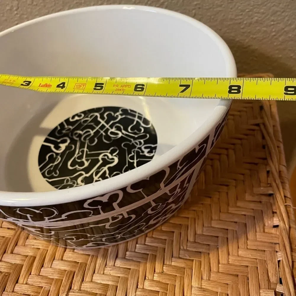 Bones Black and White Ceramic Big Dog Bowl